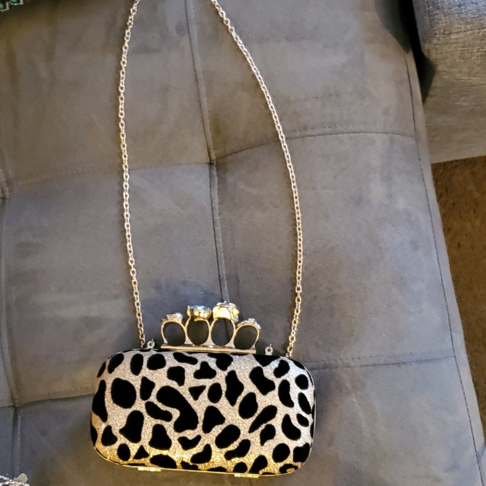 Glitter Leopard print clutch